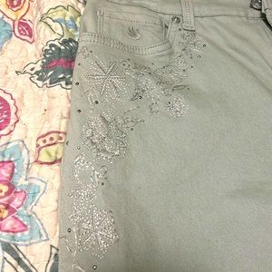 Egyptian made, embroidered denim capris